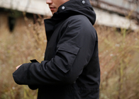 Black Color Tactical Winter Jacket 65% Ppolyester 35% Softshell Jacket And Waterproof Jacket